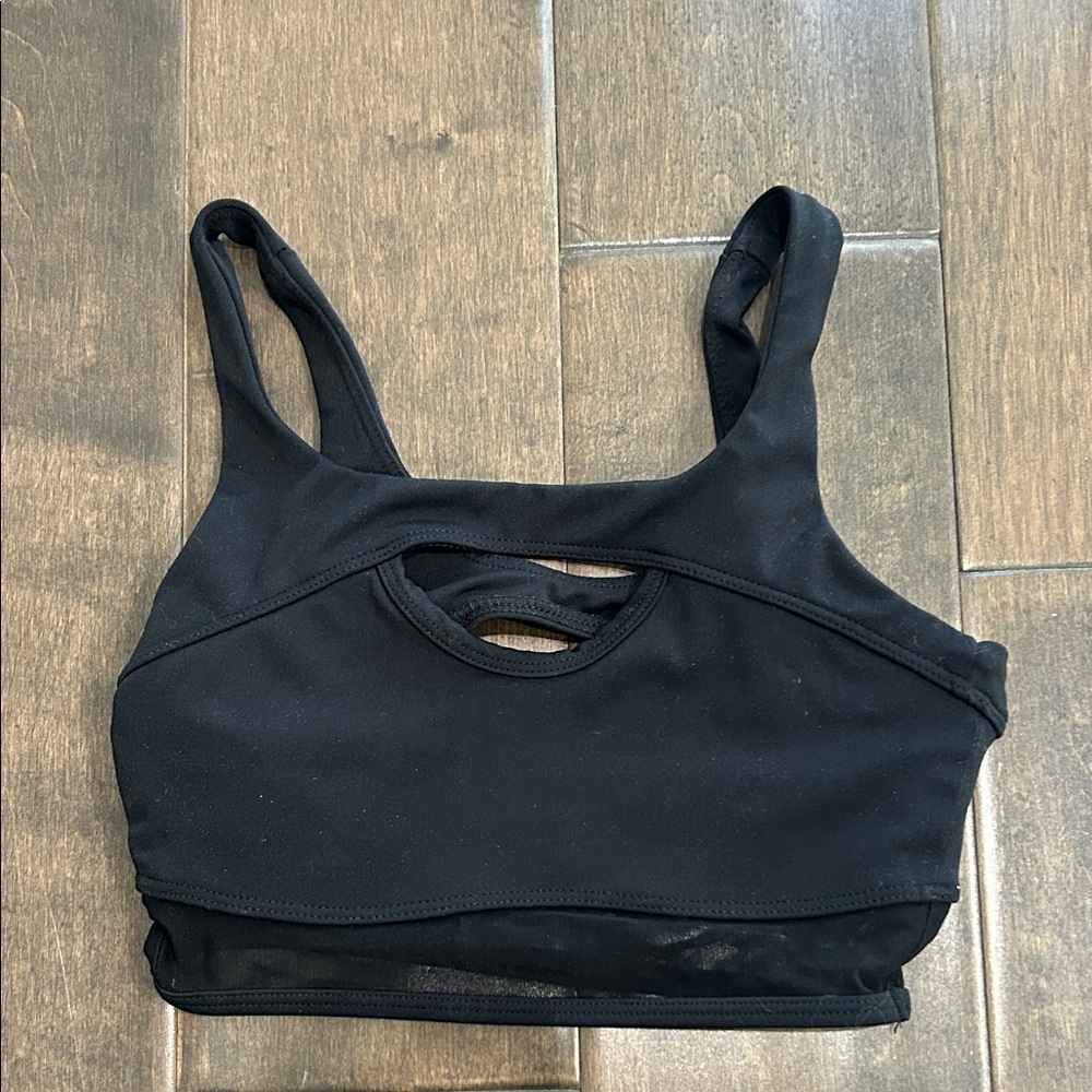 Five the label cropped dance top with mesh detail at the bottom